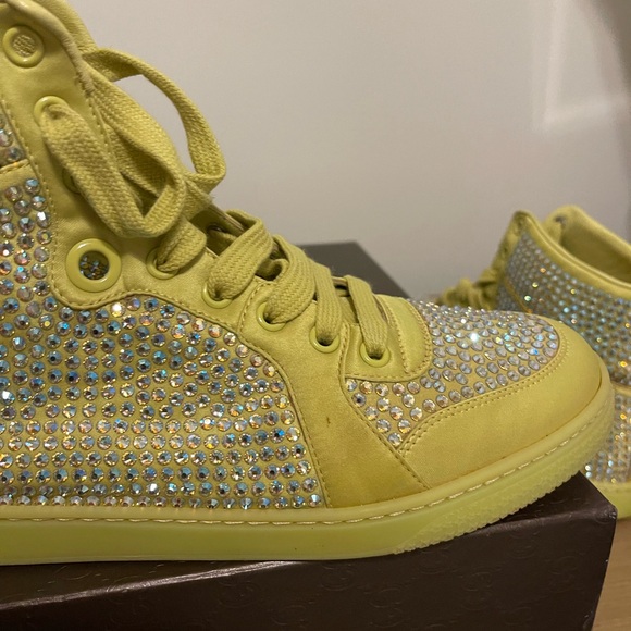 Gucci Rhinestone Covered Coda Hi-Top Sneaker in Hot Yellow 40 - Picture 4 of 6
